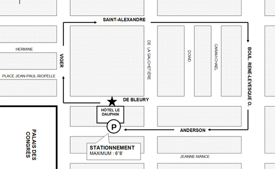 Map to get to Le Dauphin's underground parking